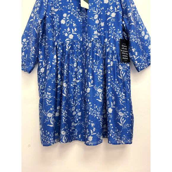 Tuckernuck Limoges Floral Royal Feminine Print A-Line Mini Shirt Dress XXXL - Picture 9 of 12